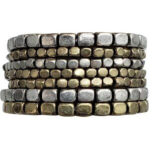 ❤️Nugget Multi-Strand Bracelet Beads - Silver & Gold Stack for Casual for Women